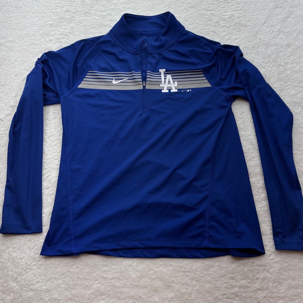 Nike Los Angeles Dodgers Dri-FIT Quarter Zip Pullover Blue Womens Large MLB